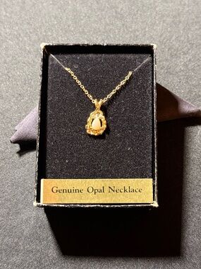 Genuine Opal Necklace in Gold Tone